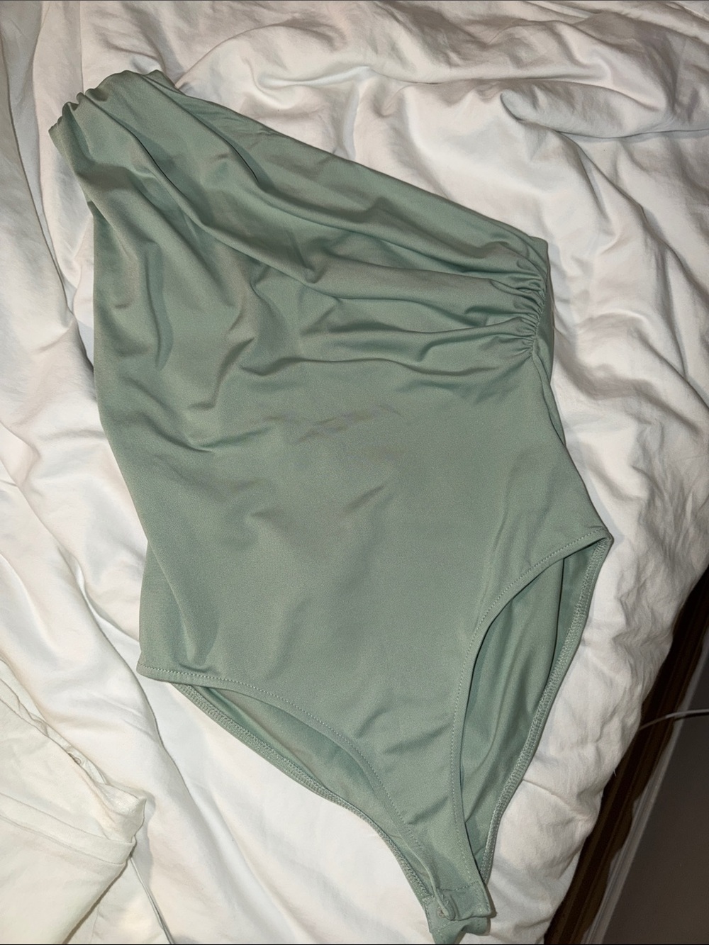 Zara Sage Green One-Shoulder Bodysuit